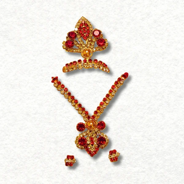 Combo of Mukut, Haar and Earings for Idol height between 2 to 4 inches and Gopal Ji size- 2 to 4. Size: 2 Inch
