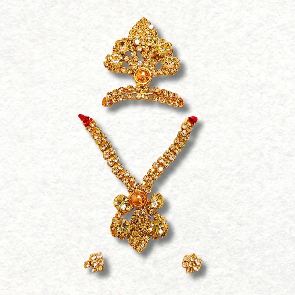 Combo of Mukut, Haar and Earings for Idol height between 2 to 4 inches and Gopal Ji size- 2 to 4. Size: 2 Inch.