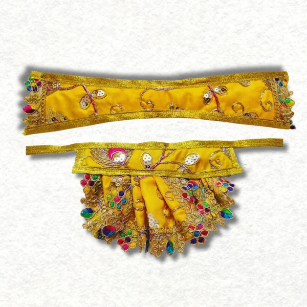 Hanuman ji single dress, made of silk cloth in yellow colour.